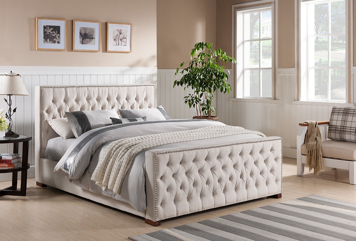 تخت خواب دو نفره پارچه ای کلاسیک